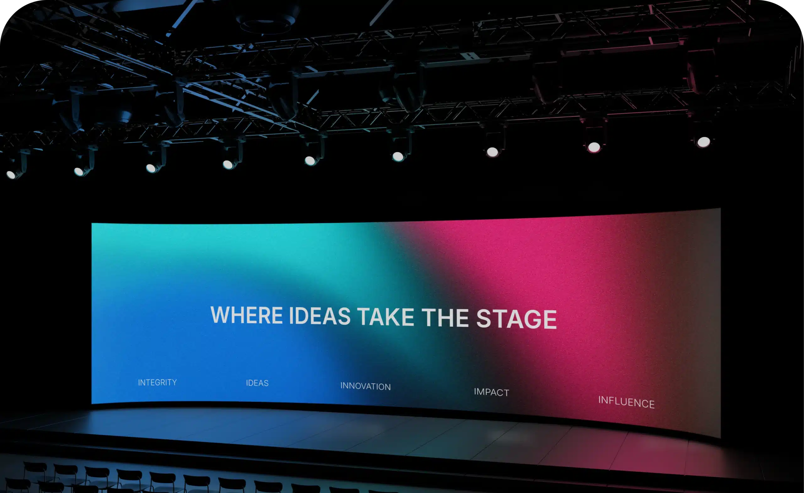 A OneScreen LED video wall on a stage